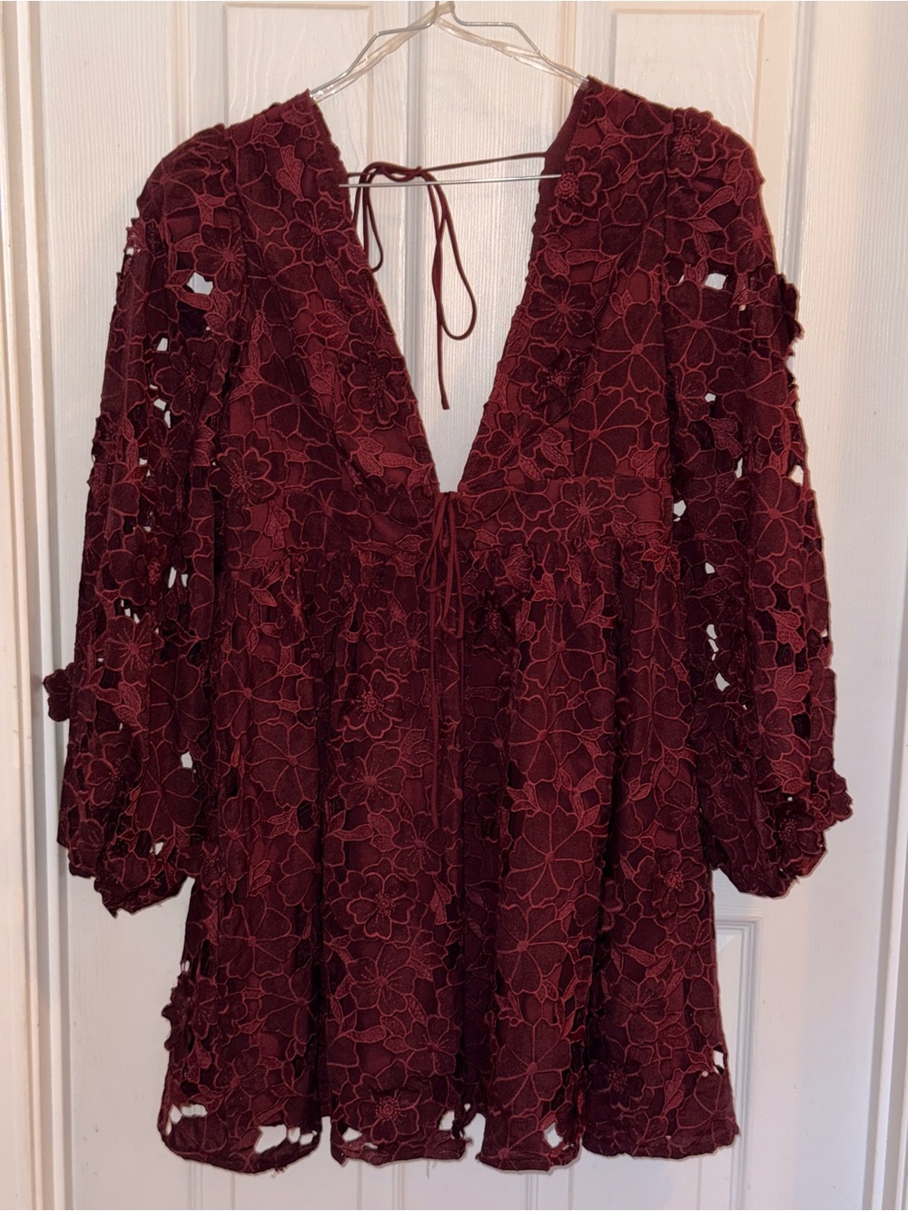 Altar’d State Burgundy Floral Lace Mini Dress NWT L